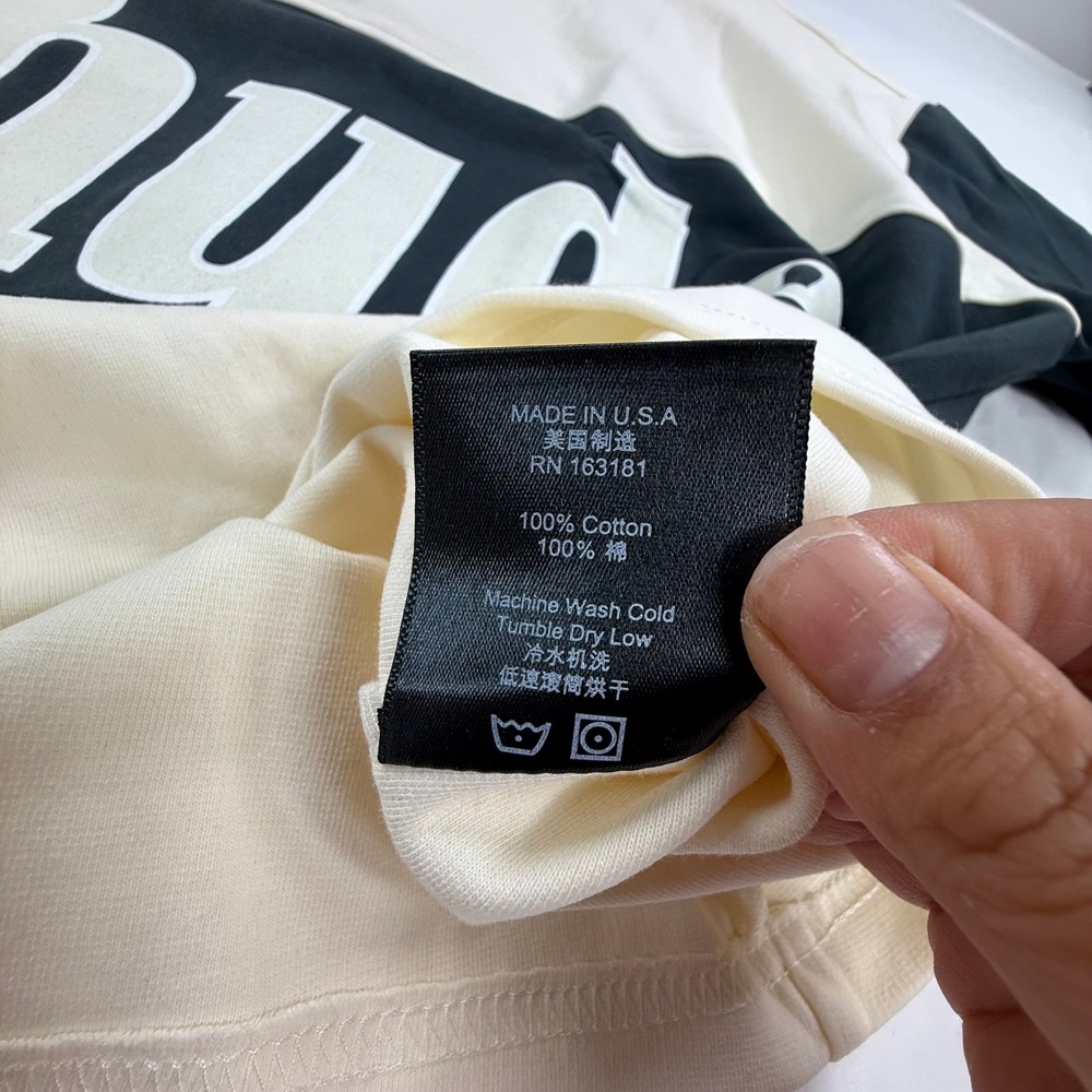 Rhude Court Henley T-Shirt Mens XXL Cream Black SS22 Colorblock Streetwear Logo - Picture 10 of 11